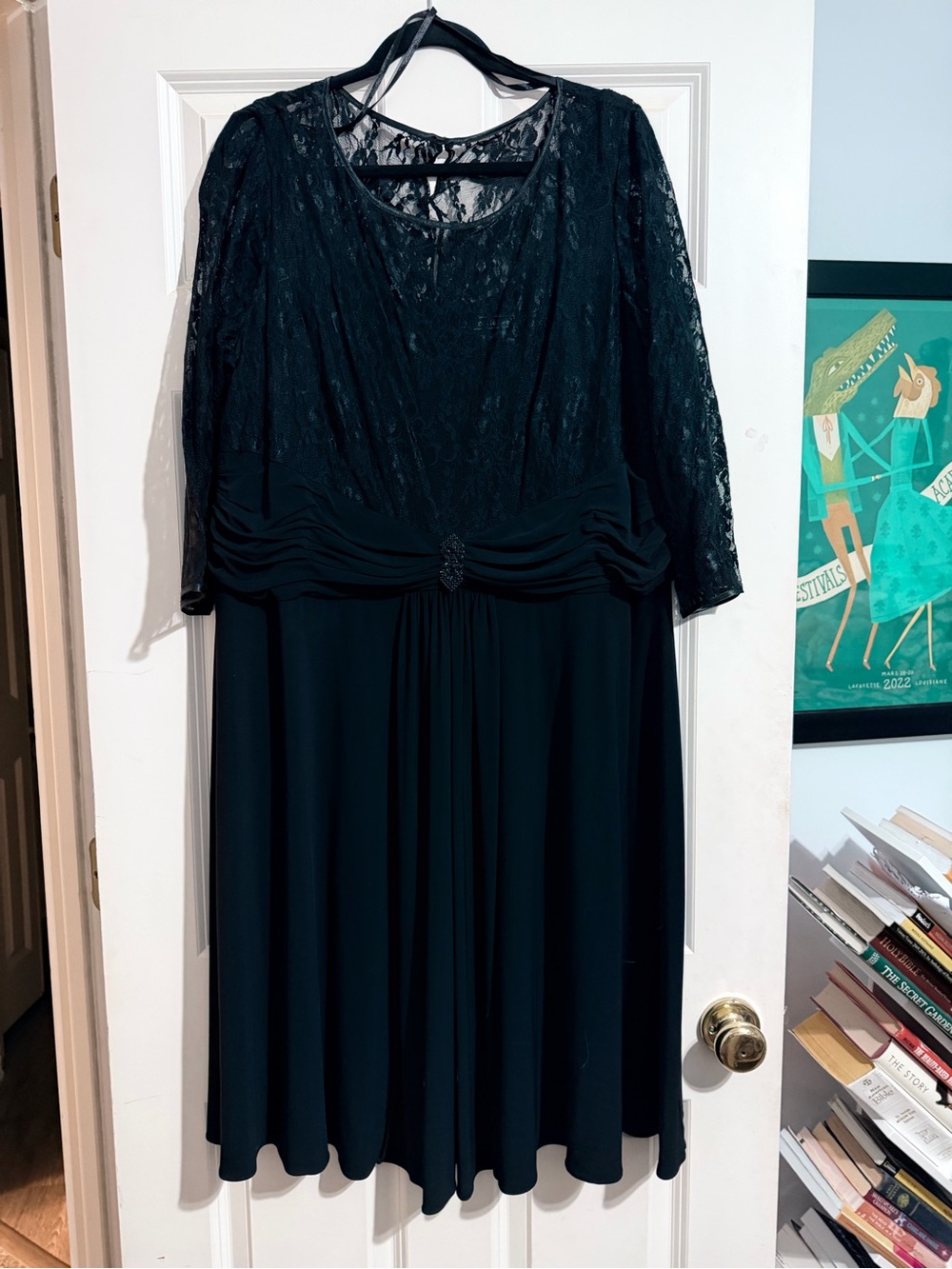 Jessica Howard Elegant Black Lace A-Line Dress